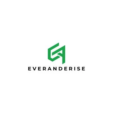 Abstract Letter EA or AE company linked letter logo in green color Stock Illustration