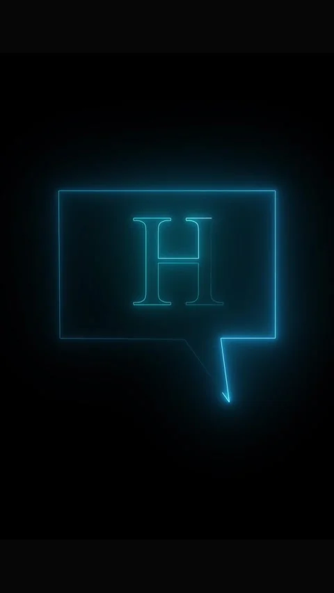 Abstract letter H motion graphic with dynamic neon light effect in a speech.. Stock Footage 339215312
