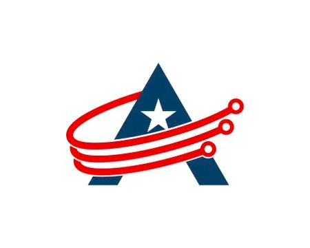 Abstract A letter initial with circuit technology Stock Illustration