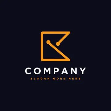 Abstract letter K link digital technology logo icon vector on dark background Stock Illustration