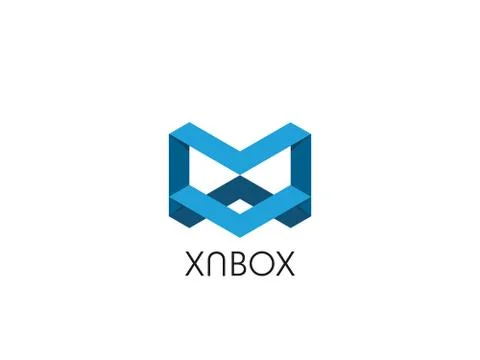 Abstract letter M logo with stack box shape. icon template symbol for corpora イラスト素材