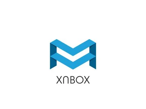 Abstract letter M logo with stack box shape. icon template symbol for corpora Stock Illustration