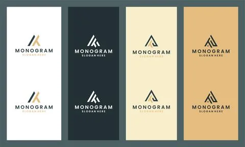 Abstract letter AT monogram logos collection. Illustrazione stock