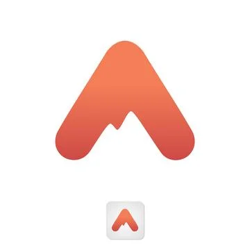 Abstract letter A with mountain in negative space Illustrazione stock