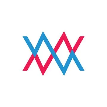 Abstract letter mw simple linked line color logo vector Stock-Illustration