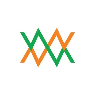 Abstract letter mw simple linked line color logo vector Illustrazione stock