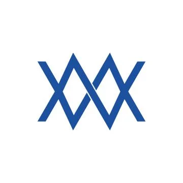 Abstract letter mw simple linked line flat logo vector Stock Illustration