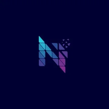 Abstract letter N data technology with triangle logo design vector template Stock Illustration