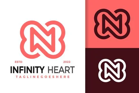 Abstract Letter N Infinity Heart Logo Design, brand identity logos vector, mo Stock Illustration