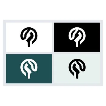 Abstract Letter P Logo Design Vector Set Stock Illustration