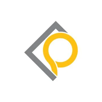 Abstract letter p square frame logo vector Stock Illustration