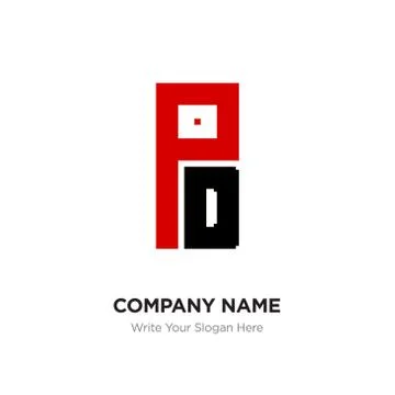Abstract letter PD or DP logo design template, Black Alphabet initial letters Stock Illustration