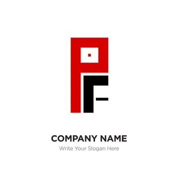 Abstract letter PF or FP logo design template, Black Alphabet initial letters Stock Illustration