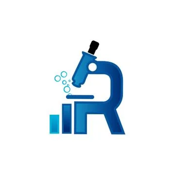 Abstract letter R microscope logo sign template vector design symbol Stock Illustration