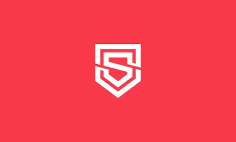 Abstract letter s in the shield with outline or line art style . vector illus Stock Illustration