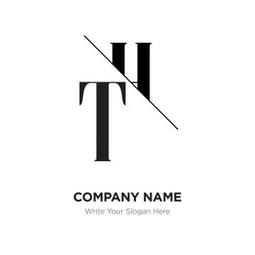 Abstract letter TH,HT logo design template, black&amp;white Alphabet initial lett Stock Illustration