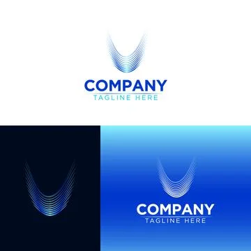 Abstract Letter V with Speed Wave Lines Logo in Blue with Multiple Color Illustrazione stock