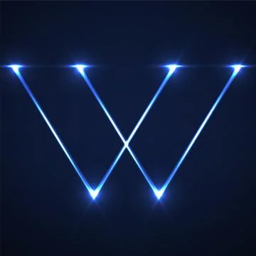 Abstract letter W with glowing lines. Vector design element Stock Illustration