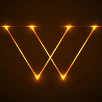 Abstract letter W with glowing lines. Vector design element Stock Illustration