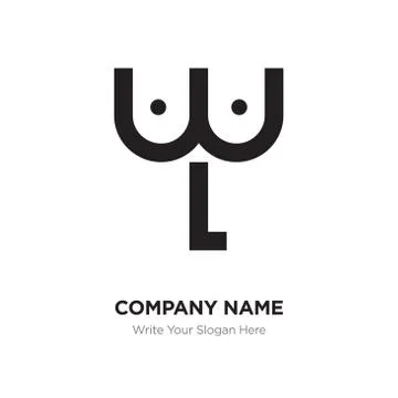 Abstract letter wL logo design template, Black Alphabet initial letters compa Stock Illustration