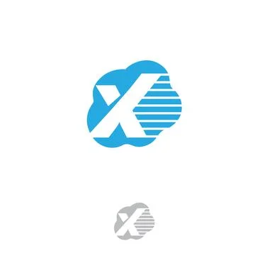 Abstract letter x inside cloud on the white background Stock Illustration