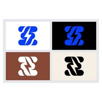 Abstract Letter Z Lightning Bolt Logo Design Stock Illustration