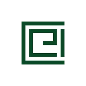 Abstract letters ce geometric square logo vector Stock Illustration