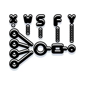 Abstract letters creating a mechanical system illustration 库存插图