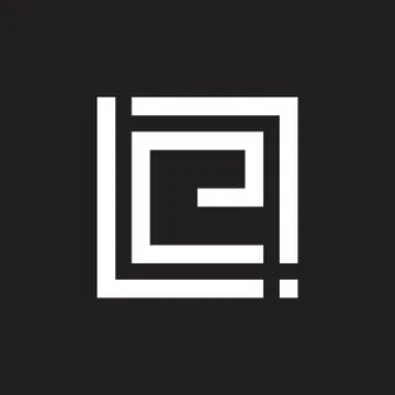 Abstract letters e geometric square logo vector Stock Illustration