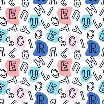 Abstract letters seamless pattern. Can be used as a fabric, wrapping paper, b Illustrazione stock