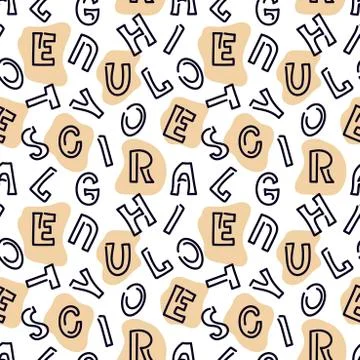 Abstract letters seamless pattern. Hand drawing backgrownd. Illustrazione stock