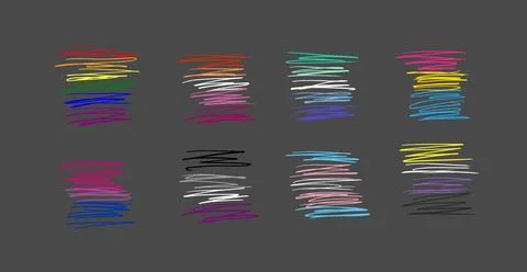 Abstract LGBT flag set in doodle scribble style. Rainbow color swatches iso.. Stock Illustration