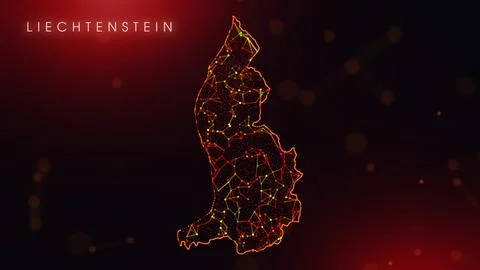 Abstract Liechtenstein Map Digital Network Background With Red And Orange P.. イラスト素材