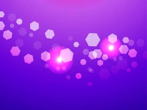 Abstract light background. Bokeh effect. Hexagons on violet gradient. Vector  Ilustración de archivo