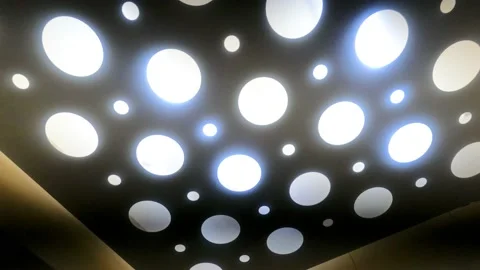 Abstract light background disco circles flashing elevator ceiling Stock Footage 149014059