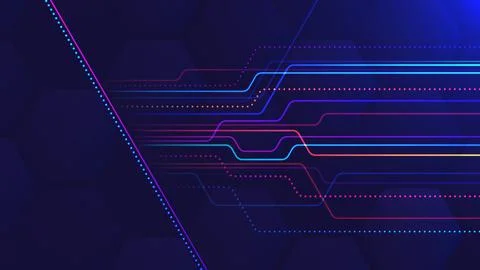 Abstract light background with transparent hexagons and neon colored lines Stock Illustration