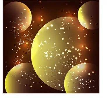 Abstract light background in warm brown tones. illuminated balls, stars. Spac Stock Illustration