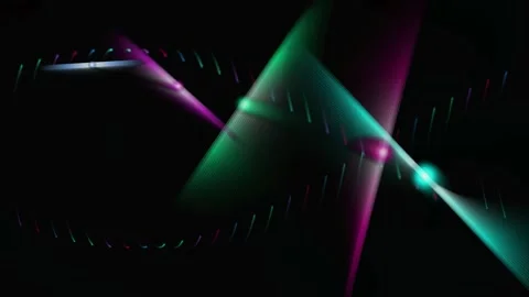 Abstract Light Beams and Glowing Particles Creating a Dynamic Futuristic Digital Видео 334821707