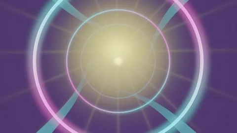 Abstract light beams create a futuristic tunnel effect with colors Stock Footage 337386888