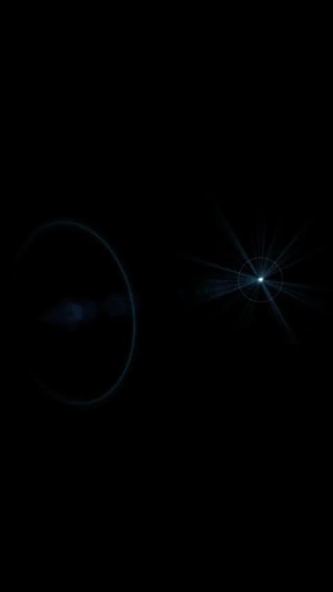Abstract light beams radiate from a blue circle on black Stock Footage 328567473