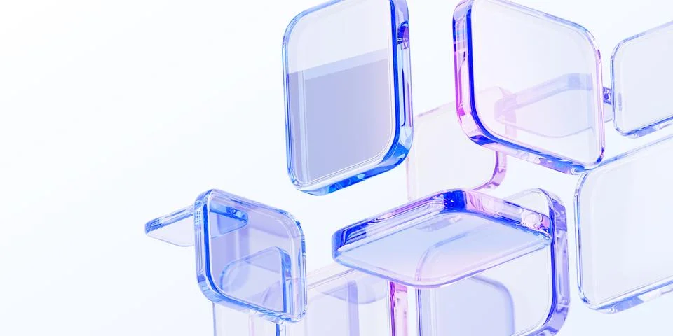 Abstract light blue 3d background wallpaper with glass holographic transparent Illustrazione stock