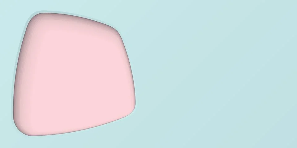 Abstract light blue 3D rounded trapezium frame paper cut style on pink back.. Stock Illustration