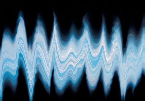 Abstract light blue and white liquid marble wavy texture on a black backdrop. Stock Illustration