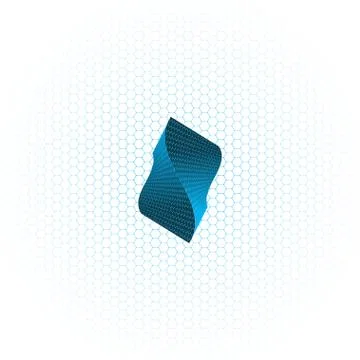 Abstract light blue background with distorted shape in the center and hexagon Stock Illustration