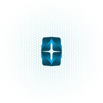 Abstract light blue background with distorted shape in the center and hexagon Stock Illustration