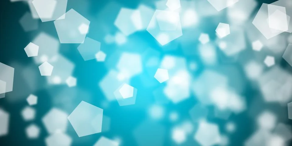 Abstract light blue background with flying pentagonal shapes イラスト素材