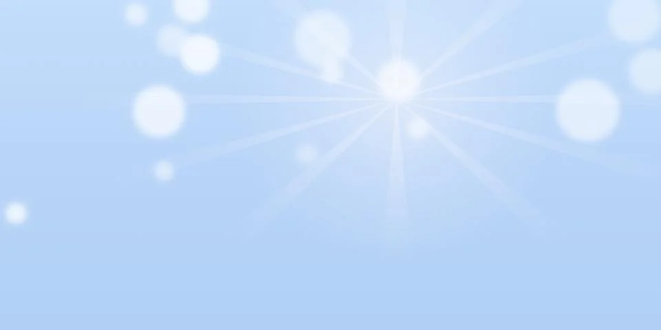 Abstract light blue background with glowing sun rays and bokeh Stock Illustration