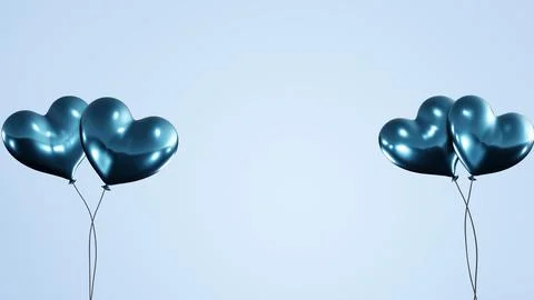Abstract light blue background with heart shaped heart balloons 8k illustration. Stock Illustration
