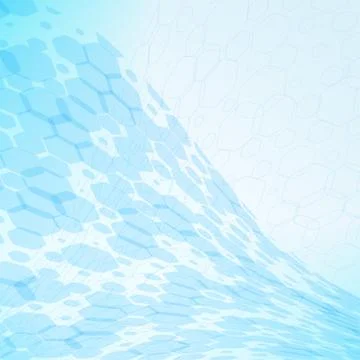 Abstract light blue background with hexagon silhouettes and net. Stock Illustration