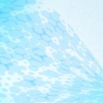 Abstract light blue background of overlapping hexagons with different transpa Stock Illustration